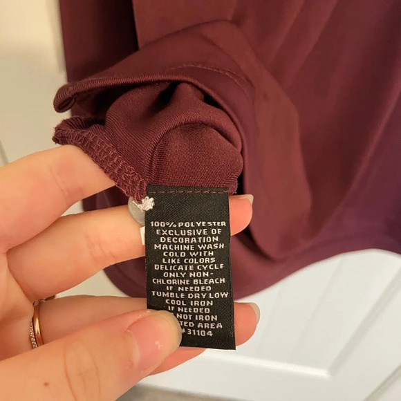 NWOT |‎ ProTour men’s cool play burgundy patterned long sleeve polo — large - Picture 5 of 6